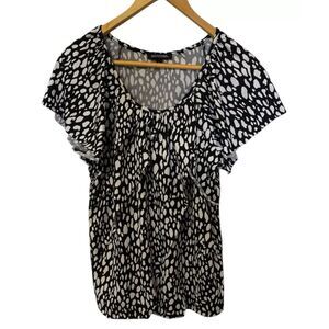 Notations Stretch Layered Top Woman's Size L Black & white Light weight Blouse